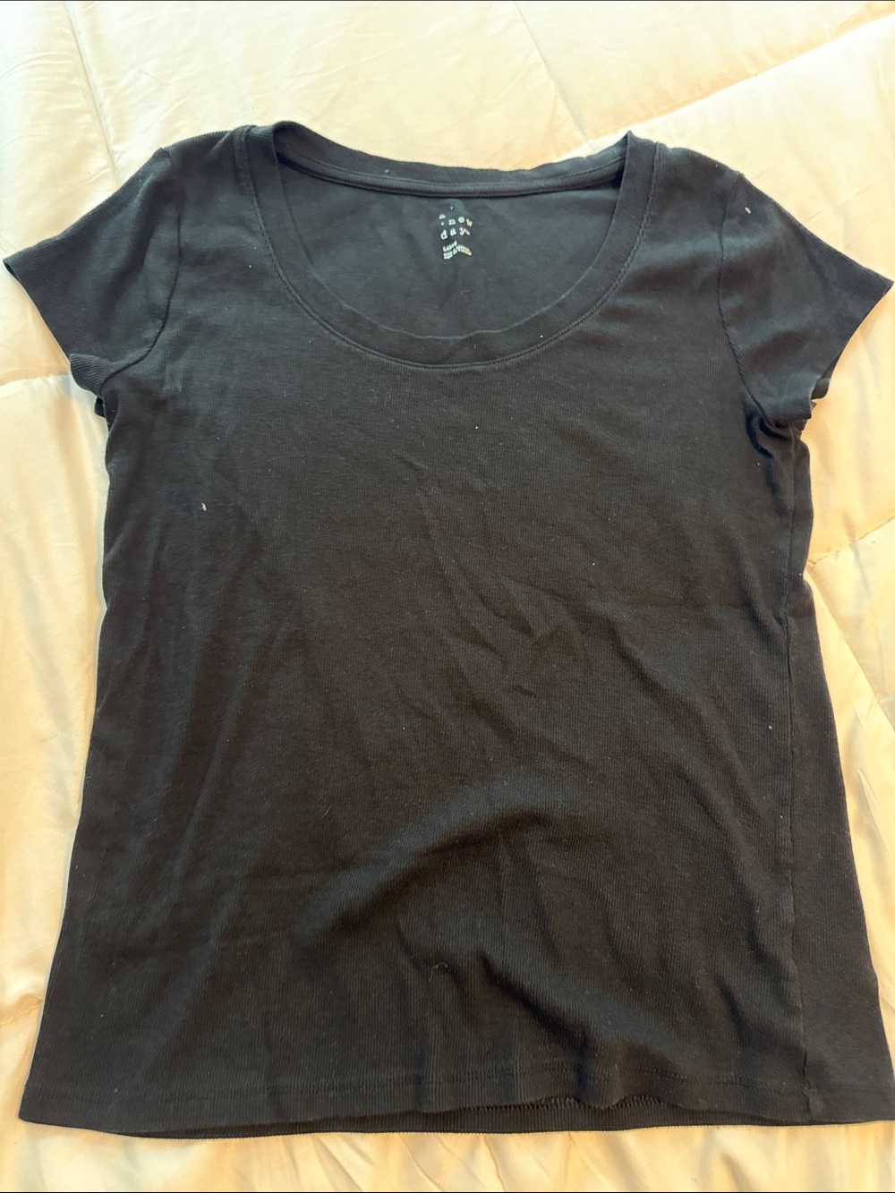 Classic Black Scoop Neck Women's Tee a new day large